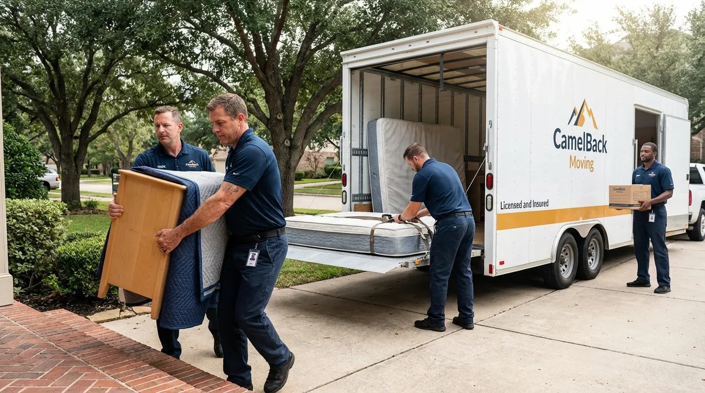 Crew loading residential truck for cross-state move from Rumney, NH